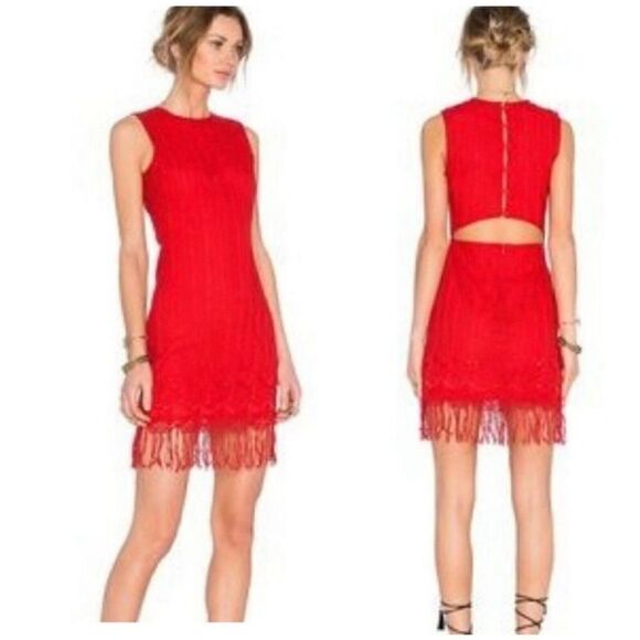 Lovers & Friends NWT Red Lace Fringe Dress - Picture 1 of 8